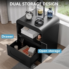 Functional Black Bedroom Set 6 Drawer Dresser and Nightstands with Open Hidden Storage for Daily Use