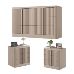 Modern Bedroom Furniture Set with 6-Drawer Dresser and 2 Nightstands with USB Outlets & Storage
