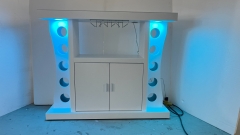 LED-Lit Modern Wine Cabinet with Glass Holder & Bottle Storage