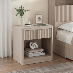 Modern Bedroom Furniture Set with 6-Drawer Dresser and 2 Nightstands with USB Outlets & Storage
