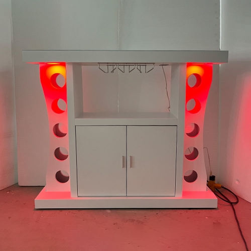 LED-Lit Modern Wine Cabinet with Glass Holder & Bottle Storage