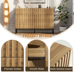 Functional Oak Finish Bedroom Furniture Set Dresser and 2 Nightstands with Open Shelf and Drawer