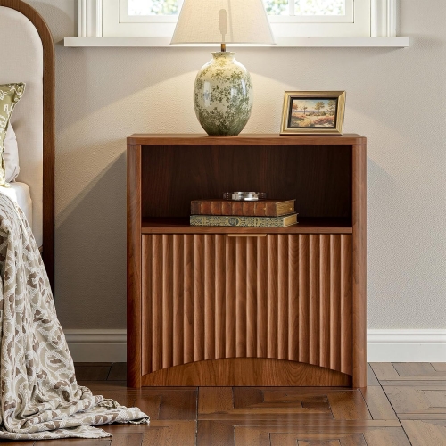 Modern Wooden Nightstand with Foldable Storage Drawer for Bedroom & Living Room