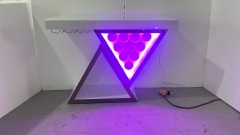 Triangular Design Wine Bar with Cup Rack, Bottle Slots & Open Storage