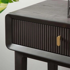 Modern Entryway Console Table Wooden Slat Groove Design with Spacious Drawer