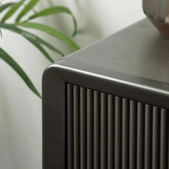 Functional 3 Drawer Dresser Wooden Slat Groove Top Drawer for Bedroom or Hallway