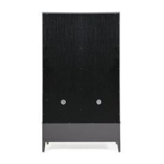Functional Double Door Wardrobe Dark Wood Finish Wooden Slat Groove Drawers for Bedroom Use