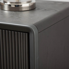 Modern Bedroom Nightstand Wooden Slat Groove Top Drawer and Compact Storage