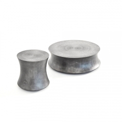 Modern Hourglass-Shaped Nesting Coffee Table Set with Brushed Metal Finish for Luxury Interiors