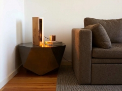 Modern Geometric Stone-Shaped Nesting Table Set with Fiberglass Construction for Indoor Outdoor Use