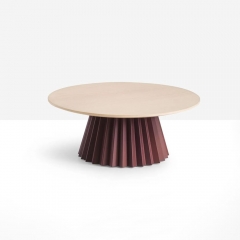 Sleek Pleated Accent Table with Light Wood Top for Stylish Living Room Decor