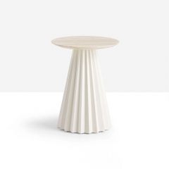Sleek Pleated Accent Table with Light Wood Top for Stylish Living Room Decor