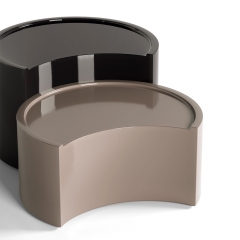 Modern Half-Moon Nesting Coffee Table Set with High Gloss Lacquer Finish in Multi-Color Options