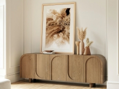 Scandinavian Style Arched Sideboard in Light Wood and Neutral Finishes