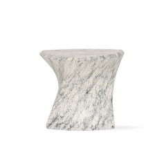 Contemporary Marble-Effect Fiberglass Side Table for Luxury Living Spaces