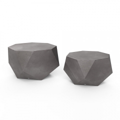 Modern Geometric Stone-Shaped Nesting Table Set with Fiberglass Construction for Indoor Outdoor Use