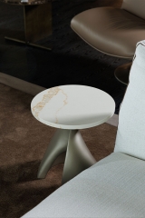 Contemporary Abstract Accent Table with Fiberglass Construction and Metal Lacquer