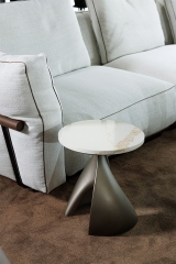Contemporary Abstract Accent Table with Fiberglass Construction and Metal Lacquer