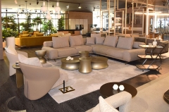 Modern Hourglass-Shaped Nesting Coffee Table Set with Brushed Metal Finish for Luxury Interiors