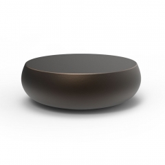 Contemporary Round Drum Table with Fiberglass and Textured Metallic Finish