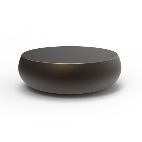 Contemporary Round Drum Table with Fiberglass and Textured Metallic Finish