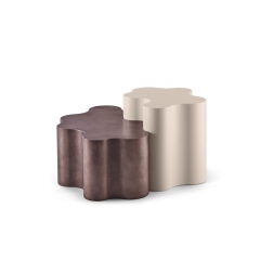 Contemporary Cloud-Form Side Tables with Matte Polyurethane and High-Gloss Metal Finishes
