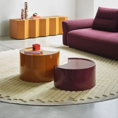 Modern Half-Moon Nesting Coffee Table Set with High Gloss Lacquer Finish in Multi-Color Options