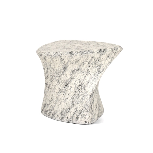 Contemporary Marble-Effect Fiberglass Side Table for Luxury Living Spaces