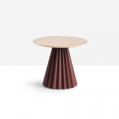 Sleek Pleated Accent Table with Light Wood Top for Stylish Living Room Decor