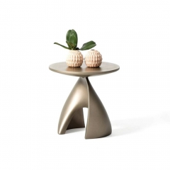 Contemporary Abstract Accent Table with Fiberglass Construction and Metal Lacquer