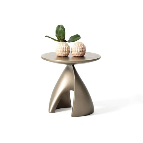 Contemporary Abstract Accent Table with Fiberglass Construction and Metal Lacquer