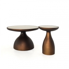 Modern Hourglass-Shaped Nesting Table Set with Marble Top and Multi-Finish Metal Base for Luxury Living Spaces