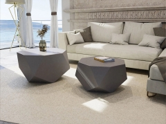 Modern Geometric Stone-Shaped Nesting Table Set with Fiberglass Construction for Indoor Outdoor Use