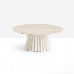 Sleek Pleated Accent Table with Light Wood Top for Stylish Living Room Decor