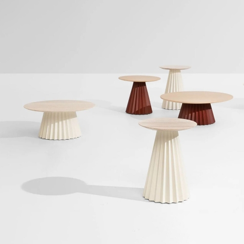 Sleek Pleated Accent Table with Light Wood Top for Stylish Living Room Decor