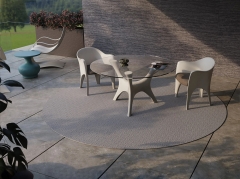 Sleek Sculptural Dining Table with Fiberglass Frame and Glass Top for Modern Decor