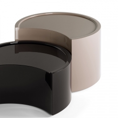 Modern Half-Moon Nesting Coffee Table Set with High Gloss Lacquer Finish in Multi-Color Options