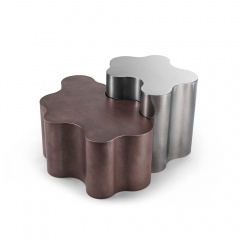 Contemporary Cloud-Form Side Tables with Matte Polyurethane and High-Gloss Metal Finishes