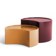 Modern Half-Moon Nesting Coffee Table Set with High Gloss Lacquer Finish in Multi-Color Options