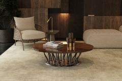 Contemporary Tree Root-Inspired Accent Coffee Table with Fiberglass Base and Metallic Finish