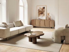 Scandinavian Style Arched Sideboard in Light Wood and Neutral Finishes