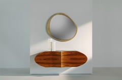 Minimalist Artistic Floating Credenza with Four Curved Drawers for High-End Interiors
