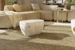 Luxury White Marble-Effect Coffee Table Set with Gold Accents Fiberglass Construction for Modern Living Spaces