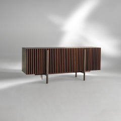 Modern Vertical Texture Storage Cabinet with Smooth Tabletop for Living Room and Dining Area