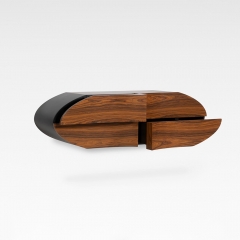 Minimalist Artistic Floating Credenza with Four Curved Drawers for High-End Interiors