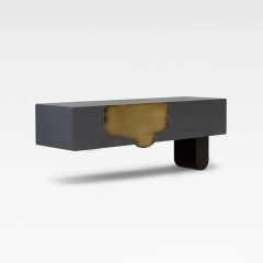 High-Grade Wall Mounted Drawer Console with Onyx Vein Top and Metal Inlay for Hospitality Projects