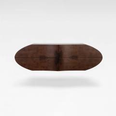 Organic Sculptural Wall-Mounted Sideboard with Burl Wood Veneer and Matte Black Finish for Contemporary Living Spaces