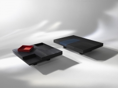 High-End Artistic Coffee Table with Removable Trays and Textured Wood Veneer for Modern Living Rooms