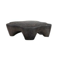 Modern Organic-Shaped Coffee Table with Volcanic Rock Finish and Fiberglass Base for Luxury Living Spaces