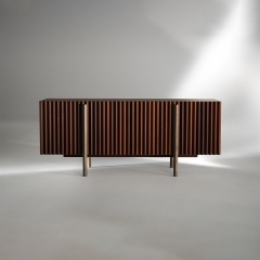 Modern Vertical Texture Storage Cabinet with Smooth Tabletop for Living Room and Dining Area